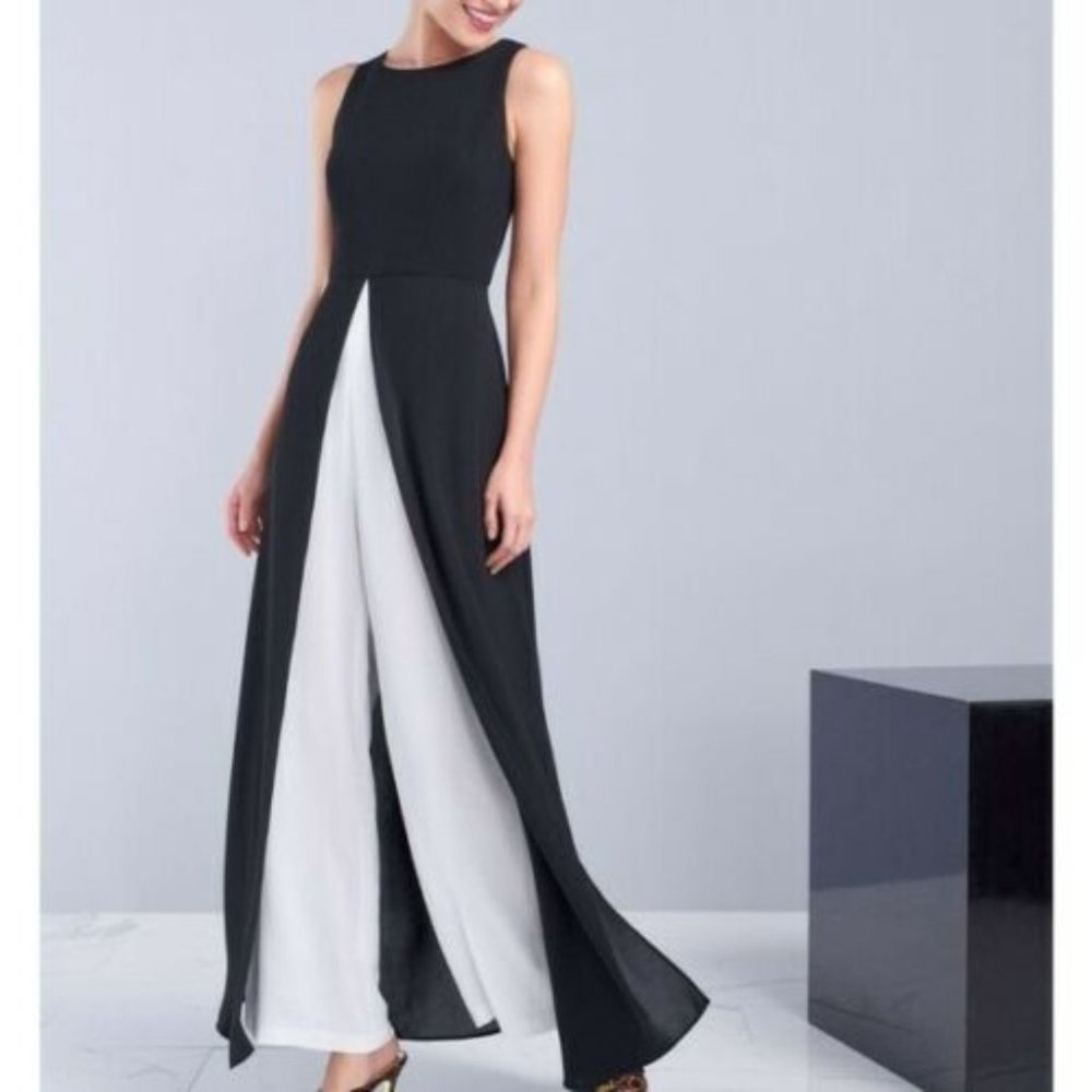 Adrianna Papell Colorblocked Overlay Jumpsuit - Size 4